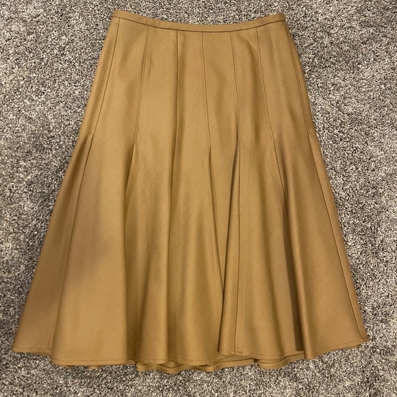 Vintage Wool Camel pleated lined Skirt. SZ:2 - Picture 4 of 5